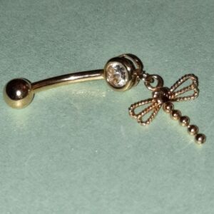14kt Gold Dragonfly Bellybutton Ring